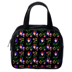 60s Girl Floral Daisy Black Classic Handbag (one Side)