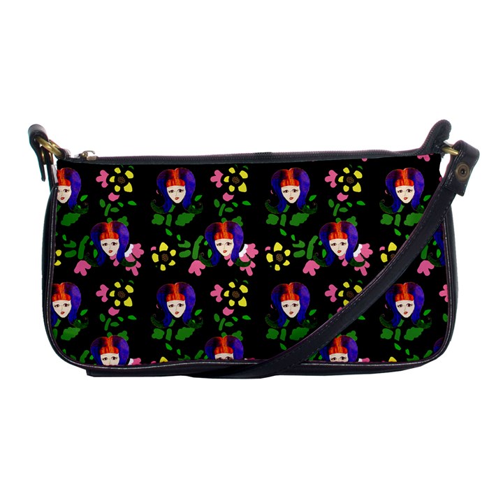 60s Girl Floral Daisy Black Shoulder Clutch Bag