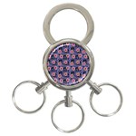 60s Girl Floral Blue 3-Ring Key Chain Front