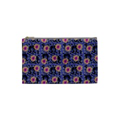 60s Girl Floral Blue Cosmetic Bag (small) by snowwhitegirl