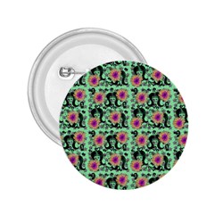 60s Girl Floral Green 2 25  Buttons by snowwhitegirl