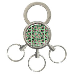 60s Girl Floral Green 3-ring Key Chain