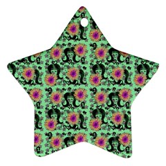 60s Girl Floral Green Star Ornament (two Sides) by snowwhitegirl