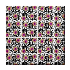 60s Girl Floral White Tile Coaster by snowwhitegirl