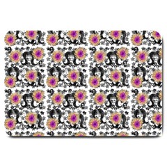 60s Girl Floral White Large Doormat  by snowwhitegirl