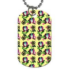 60s Girl Yellow Floral Daisy Dog Tag (one Side) by snowwhitegirl