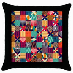 Geometric Mosaic Throw Pillow Case (black) by designsbymallika