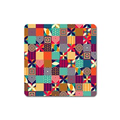 Geometric Mosaic Square Magnet by designsbymallika