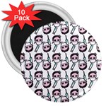 Doctor Pattern White 3  Magnets (10 pack)  Front