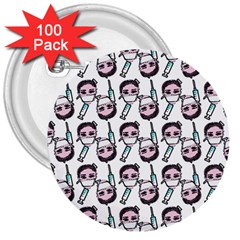 Doctor Pattern White 3  Buttons (100 Pack)  by snowwhitegirl