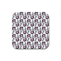 Doctor Pattern White Rubber Square Coaster (4 Pack)  by snowwhitegirl