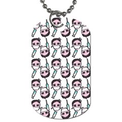 Doctor Pattern White Dog Tag (two Sides) by snowwhitegirl