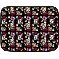 Braids Doll Daisies Black Fleece Blanket (mini) by snowwhitegirl