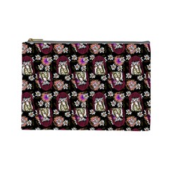 Braids Doll Daisies Black Cosmetic Bag (large) by snowwhitegirl