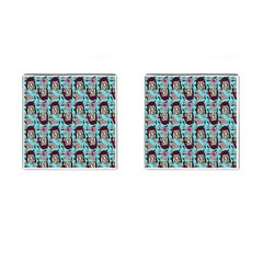 Braids Doll Daisies Blue Cufflinks (square)