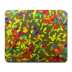 Colorful Brush Strokes Painting On A Green Background                                                    Large Mousepad by LalyLauraFLM