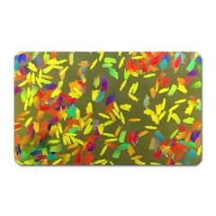 Colorful Brush Strokes Painting On A Green Background                                                    Magnet (rectangular) by LalyLauraFLM