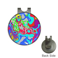 Colorful Distorted Shapes On A Grey Background                                                     Golf Ball Marker Hat Clip by LalyLauraFLM