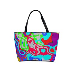 Colorful Distorted Shapes On A Grey Background                                                     Classic Shoulder Handbag