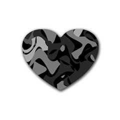 Trippy, Asymmetric Black And White, Paint Splash, Brown, Army Style Camo, Dotted Abstract Pattern Heart Coaster (4 Pack) 