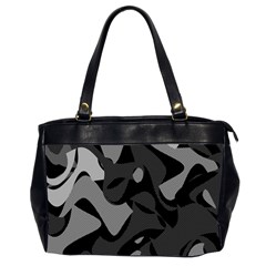 Trippy, Asymmetric Black And White, Paint Splash, Brown, Army Style Camo, Dotted Abstract Pattern Oversize Office Handbag (2 Sides) by Casemiro