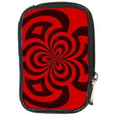 Spiral Abstraction Red, Abstract Curves Pattern, Mandala Style Compact Camera Leather Case by Casemiro