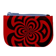 Spiral Abstraction Red, Abstract Curves Pattern, Mandala Style Large Coin Purse