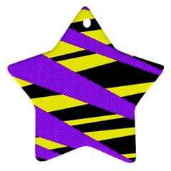 Abstract Triangles, Three Color Dotted Pattern, Purple, Yellow, Black In Saturated Colors Ornament (star) by Casemiro