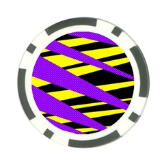 Abstract Triangles, Three Color Dotted Pattern, Purple, Yellow, Black In Saturated Colors Poker Chip Card Guard by Casemiro