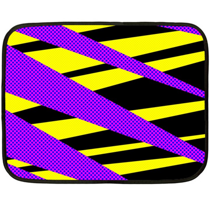Abstract triangles, three color dotted pattern, purple, yellow, black in saturated colors Fleece Blanket (Mini)