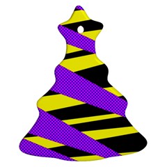 Abstract Triangles, Three Color Dotted Pattern, Purple, Yellow, Black In Saturated Colors Christmas Tree Ornament (two Sides) by Casemiro