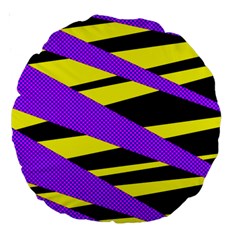 Abstract Triangles, Three Color Dotted Pattern, Purple, Yellow, Black In Saturated Colors Large 18  Premium Round Cushions by Casemiro