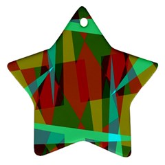 Rainbow Colors Palette Mix, Abstract Triangles, Asymmetric Pattern Star Ornament (two Sides) by Casemiro