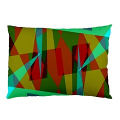 Rainbow Colors Palette Mix, Abstract Triangles, Asymmetric Pattern Pillow Case by Casemiro