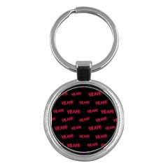 Yeah Word Motif Print Pattern Key Chain (round) by dflcprintsclothing