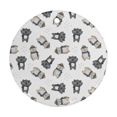 Cute Seamless Pattern With Koala Panda Bear Round Ornament (two Sides) by Amaryn4rt