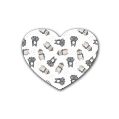 Cute Seamless Pattern With Koala Panda Bear Rubber Coaster (heart)  by Amaryn4rt