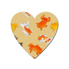 Gold Fish Seamless Pattern Background Heart Magnet by Amaryn4rt