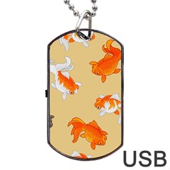 Gold Fish Seamless Pattern Background Dog Tag Usb Flash (two Sides) by Amaryn4rt