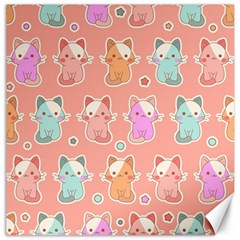 Cute Kawaii Kittens Seamless Pattern Canvas 16  X 16  by Amaryn4rt