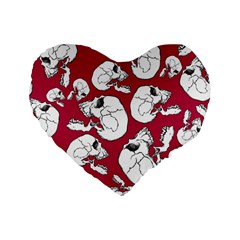 Terrible Frightening Seamless Pattern With Skull Standard 16  Premium Flano Heart Shape Cushions by Amaryn4rt