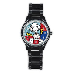 Rays Smoke Pop Art Style Vector Illustration Stainless Steel Round Watch by Amaryn4rt