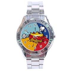 Pow Word Pop Art Style Expression Vector Stainless Steel Analogue Watch by Amaryn4rt