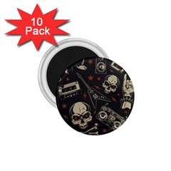 Grunge Seamless Pattern With Skulls 1 75  Magnets (10 Pack)  by Amaryn4rt