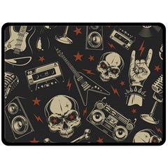 Grunge Seamless Pattern With Skulls Fleece Blanket (large)  by Amaryn4rt