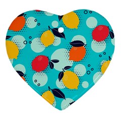 Pop Art Style Citrus Seamless Pattern Ornament (heart) by Amaryn4rt