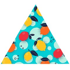 Pop Art Style Citrus Seamless Pattern Wooden Puzzle Triangle by Amaryn4rt