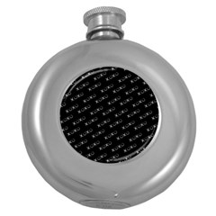 Xoxo Black And White Pattern, Kisses And Love Geometric Theme Round Hip Flask (5 Oz) by Casemiro