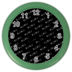 XOXO black and white pattern, kisses and love geometric theme Color Wall Clock