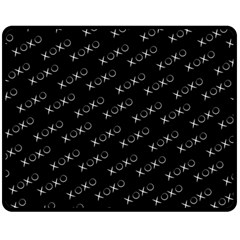 Xoxo Black And White Pattern, Kisses And Love Geometric Theme Double Sided Fleece Blanket (medium)  by Casemiro